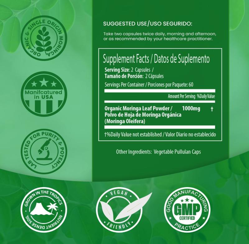 Organic Moringa Powder Capsules